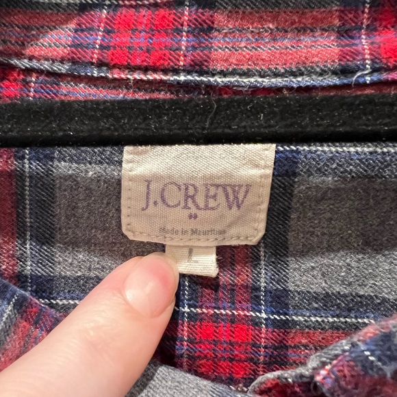 JCrew lightweight flannel gray and red plaid size L - Picture 3 of 4